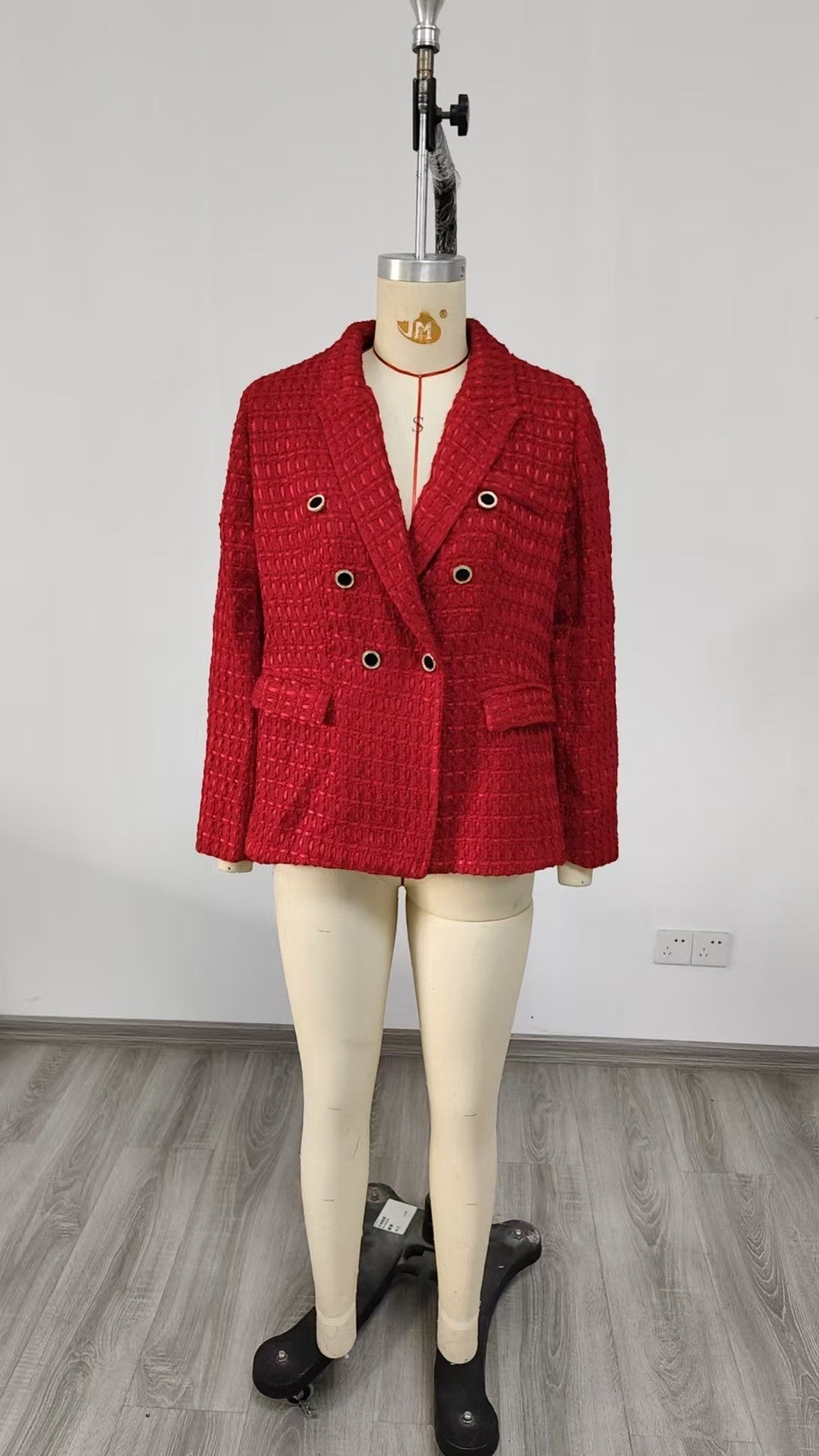 Women's Tweed Double Breasted Blazer Jacket