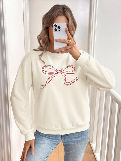 Women's Coquette Bow Sweatshirt Oversized Crewneck Pullover