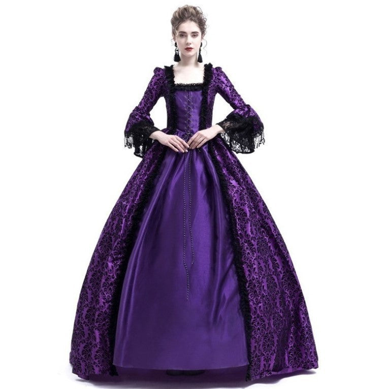 Renaissance Medieval Lace Bell Sleeve Ball Gown
