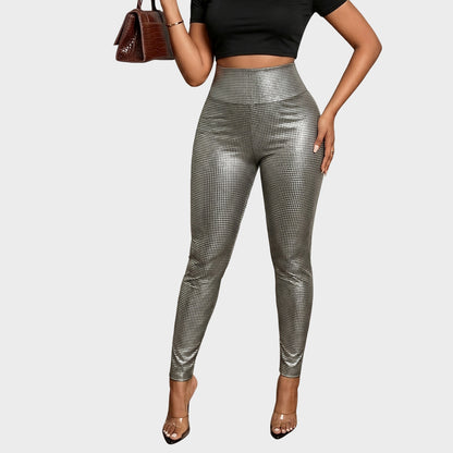 Plus Size Metallic Snakeskin High Waist Leggings