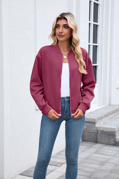Women's Casual Zip Up Sweatshirt Jacket Long Sleeve Quilted