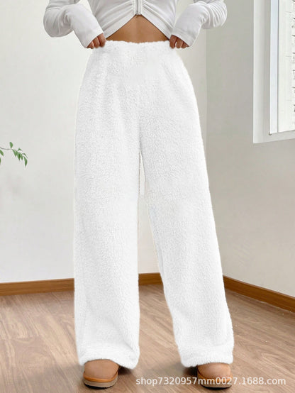 Women's Sherpa Fleece Wide Leg Pants Warm Cozy Casual