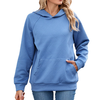 Women's Oversized Textured Hoodie Pullover with Pocket