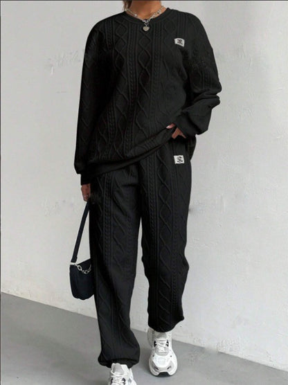 Women's Quilted Sweatsuit Two Piece Jogger Lounge Set