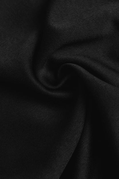Black Wrap V Neck Peplum Belted Blouse Long Sleeve Top