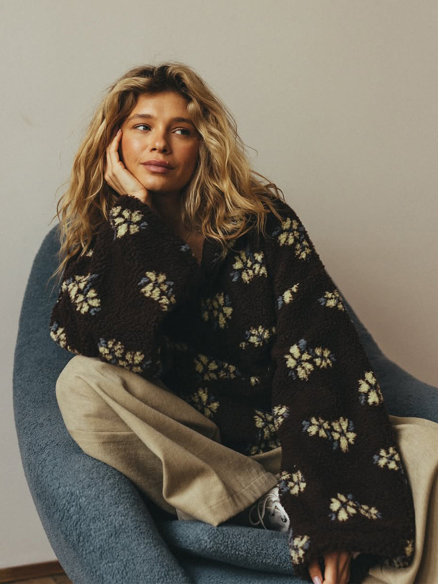 Women's Floral Fleece Quarter Zip Pullover