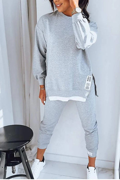 Women's Faux Two Piece Sweatshirt Jogger Set Streetwear