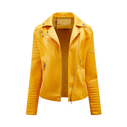 Women's Faux Leather Moto Jacket Asymmetrical Zip
