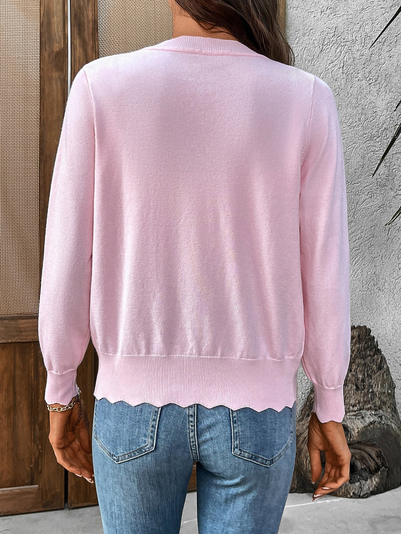 Women’s V-Neck Lettuce Edge Knit Cardigan Summer Top