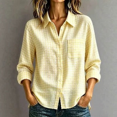 Women's Plaid Button Down Shirt Long Sleeve Collared Top