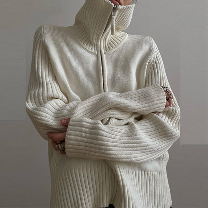 Women's Y2K Oversized Full Zip Collar Cardigan Sweater