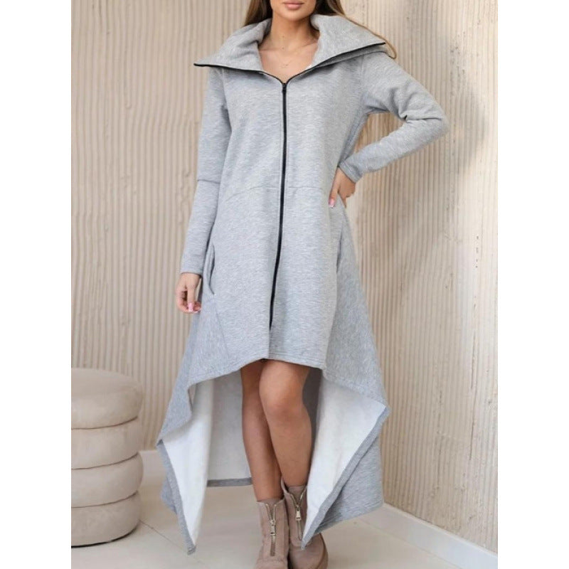 Women Oversized Zip Up Hoodie Dress Fleece Long Sweatshirt