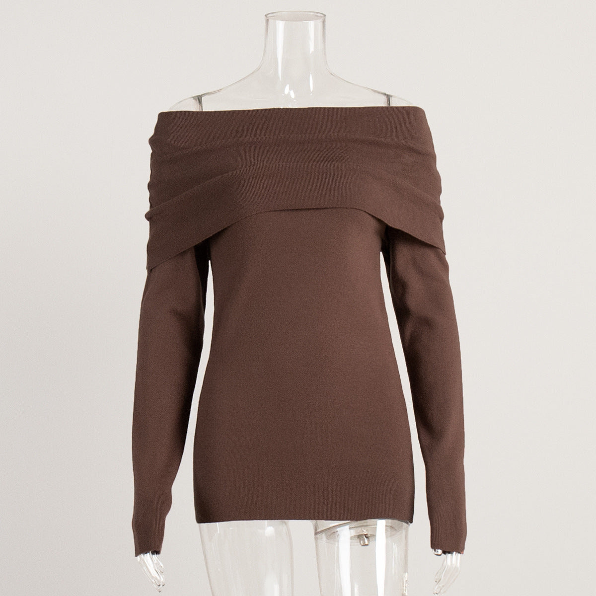 Off The Shoulder Sweater Women Fitted Long Sleeve