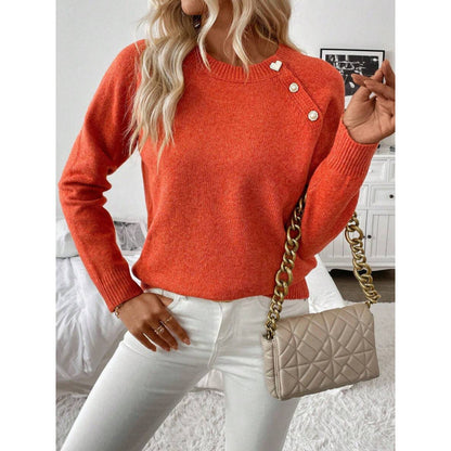 Women's Chenille Button Shoulder Batwing Sweater