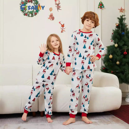 Christmas Tree Deer Full of Flowers Parent-child Dress Printed Christmas Pajamas