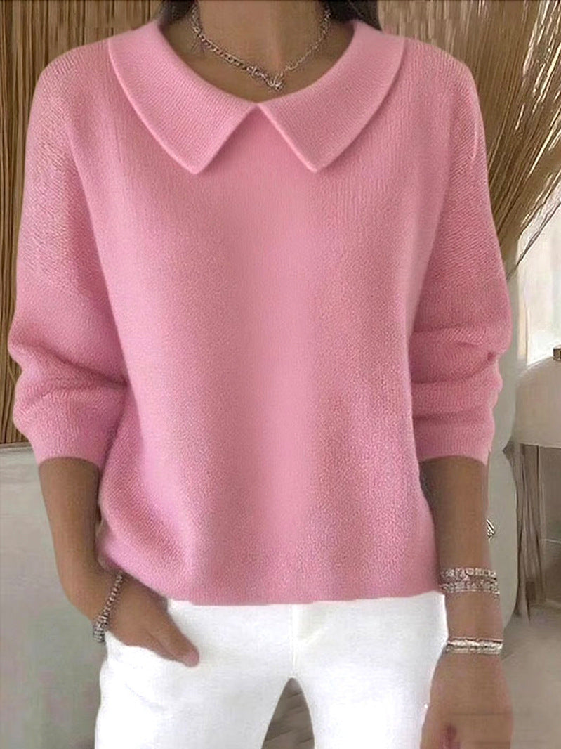 Women's Peter Pan Collar Long Sleeve Loose Casual Pullover