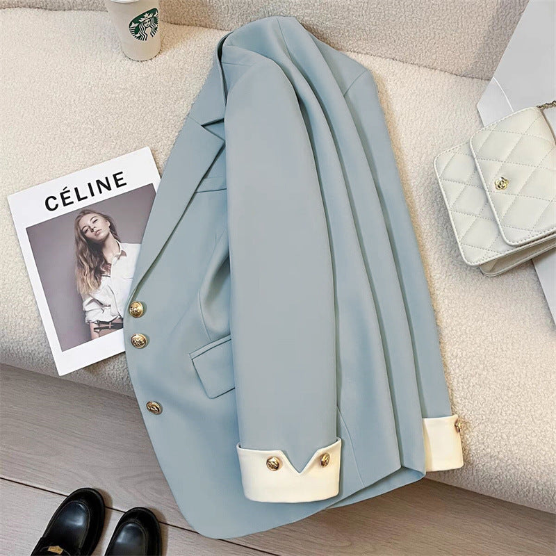 Women's Blazer with Contrast Cuffs Single Breasted