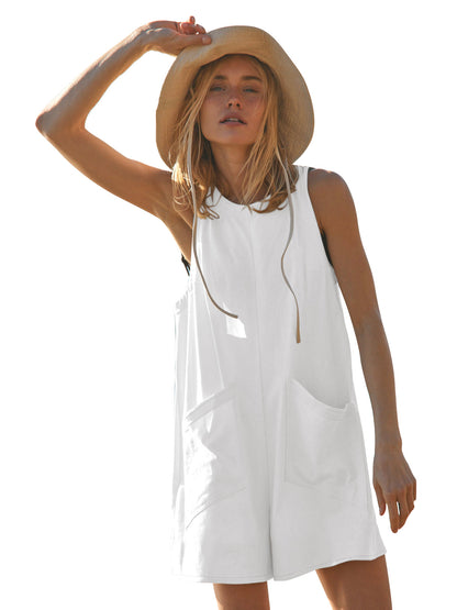 Women's Sleeveless Loose Romper – Casual Summer Overalls with Pockets