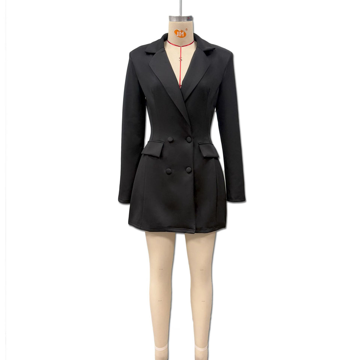 Womens Deep V Neck Long Sleeve Blazer Dress Mini Fitted