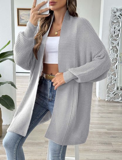 Women's Solid Color Loose Sweater Casual Long-sleeved Cardigan Jacket