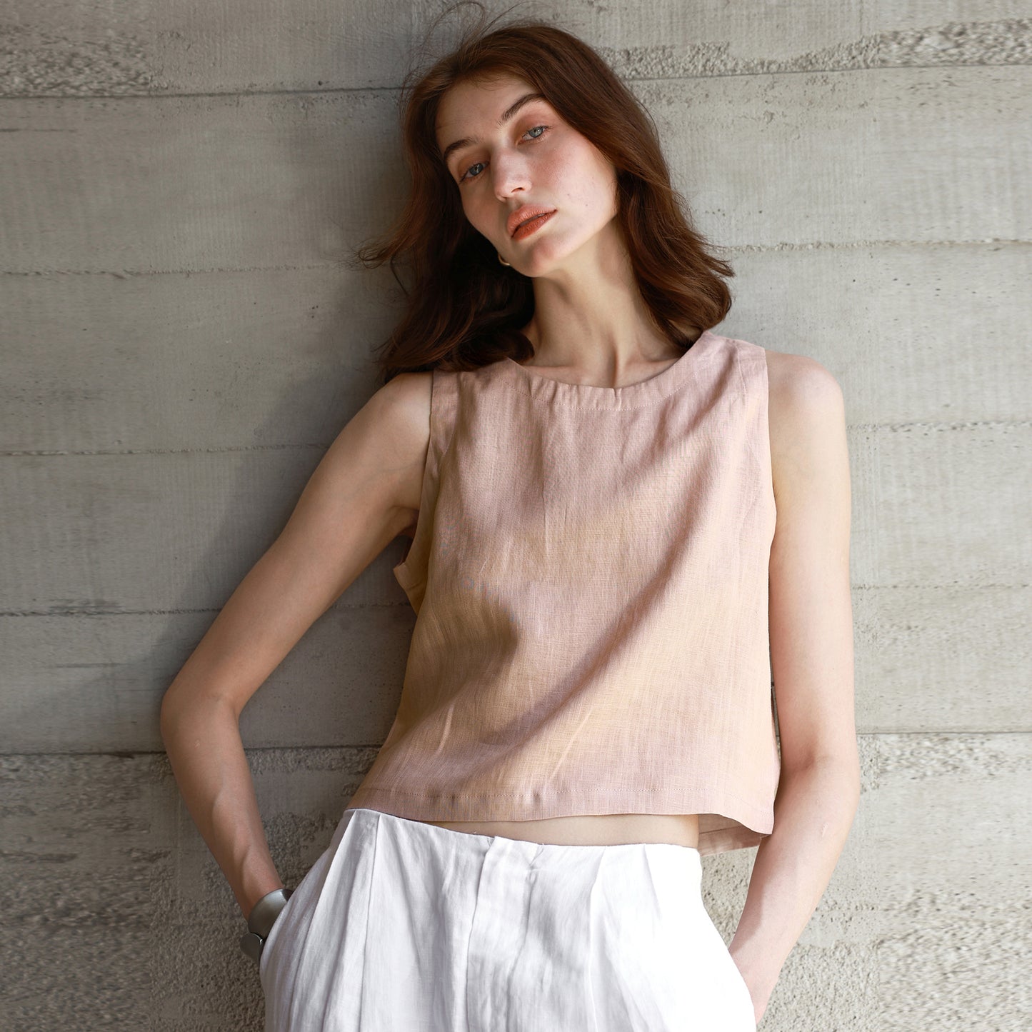High-End Linen Vest Top Womens Reversible Sleeveless Casual