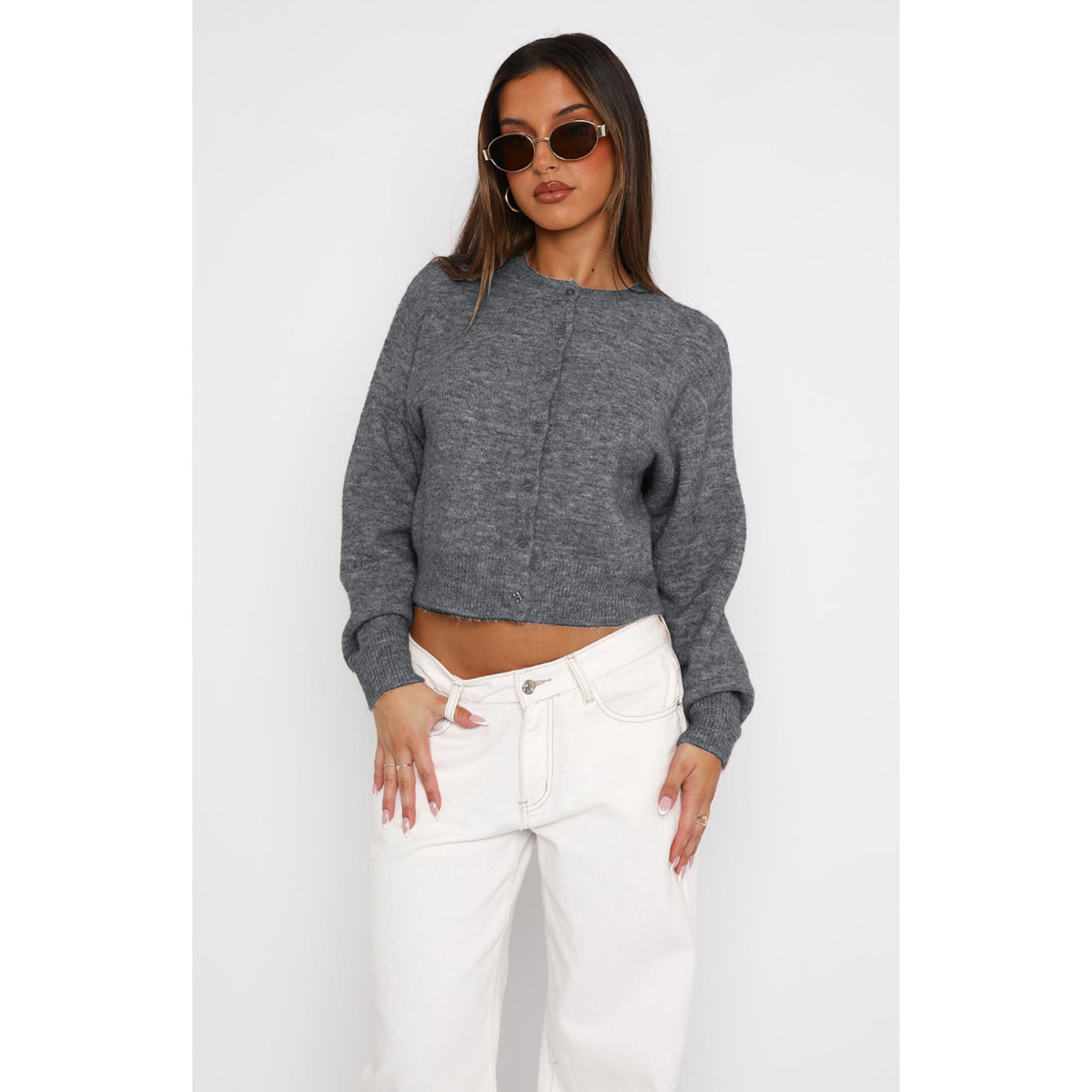 Women's Cropped Cardigan Sweater Button Front Knit