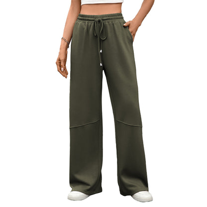 Women's Wide Leg Lounge Pants Drawstring Waist Pockets