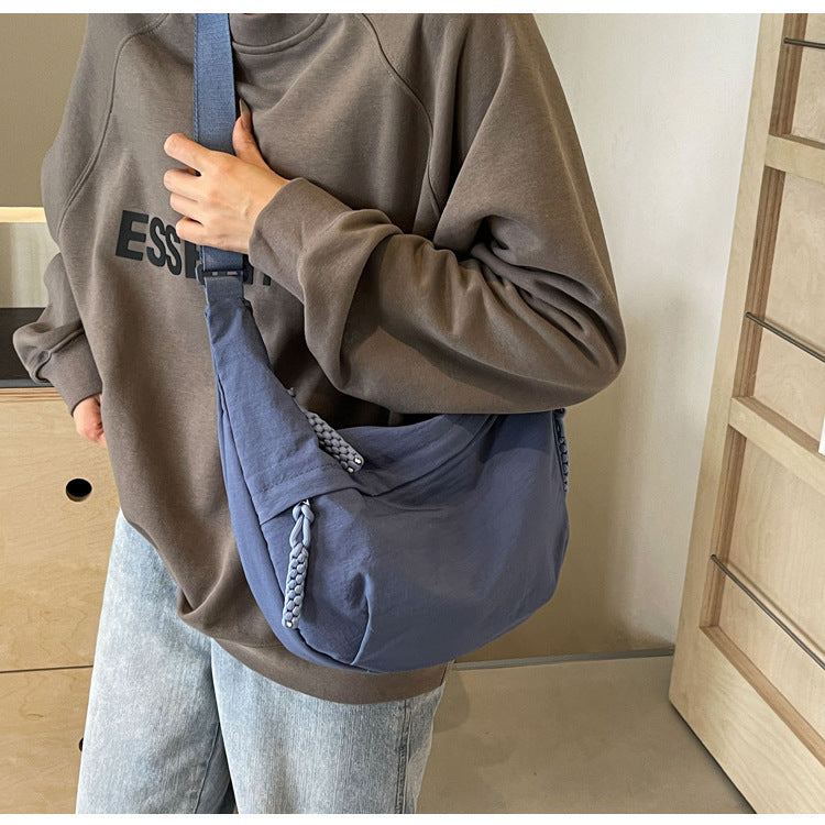 Black Crossbody Moon Sling Bag Casual Nylon Shoulder Purse
