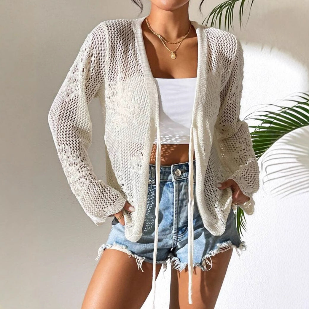 Women Crochet Knit Cardigan Boho Hollow Out Beach Cover Up