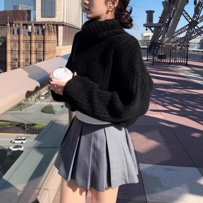 Oversized Ribbed Turtleneck Sweater Slouchy Knit
