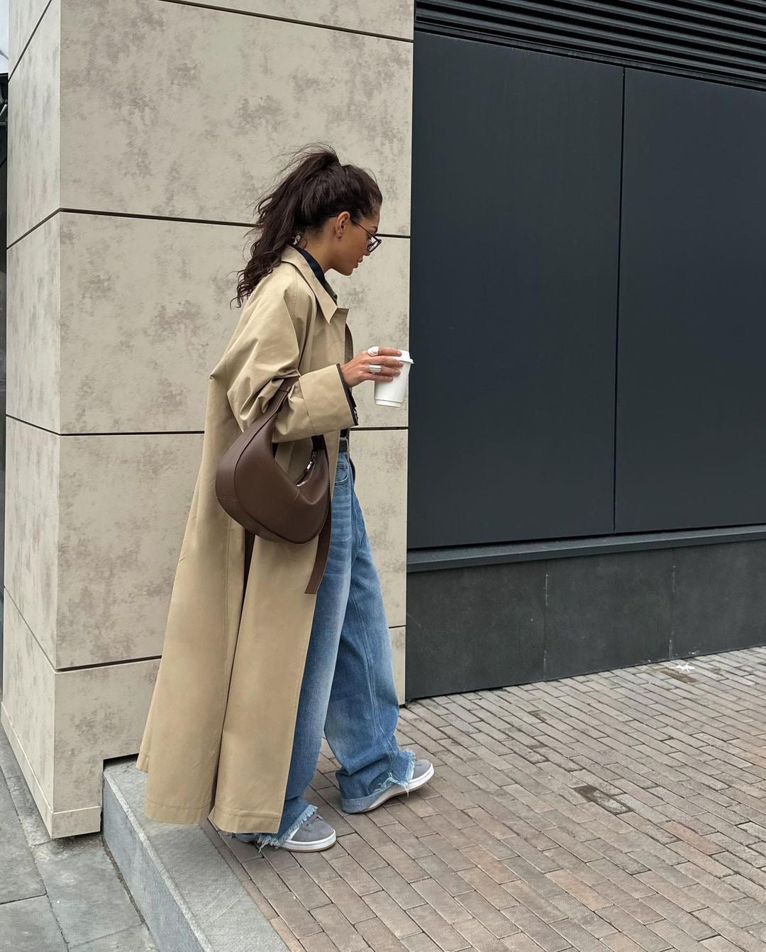 Women's Oversized Long Khaki Trench Coat