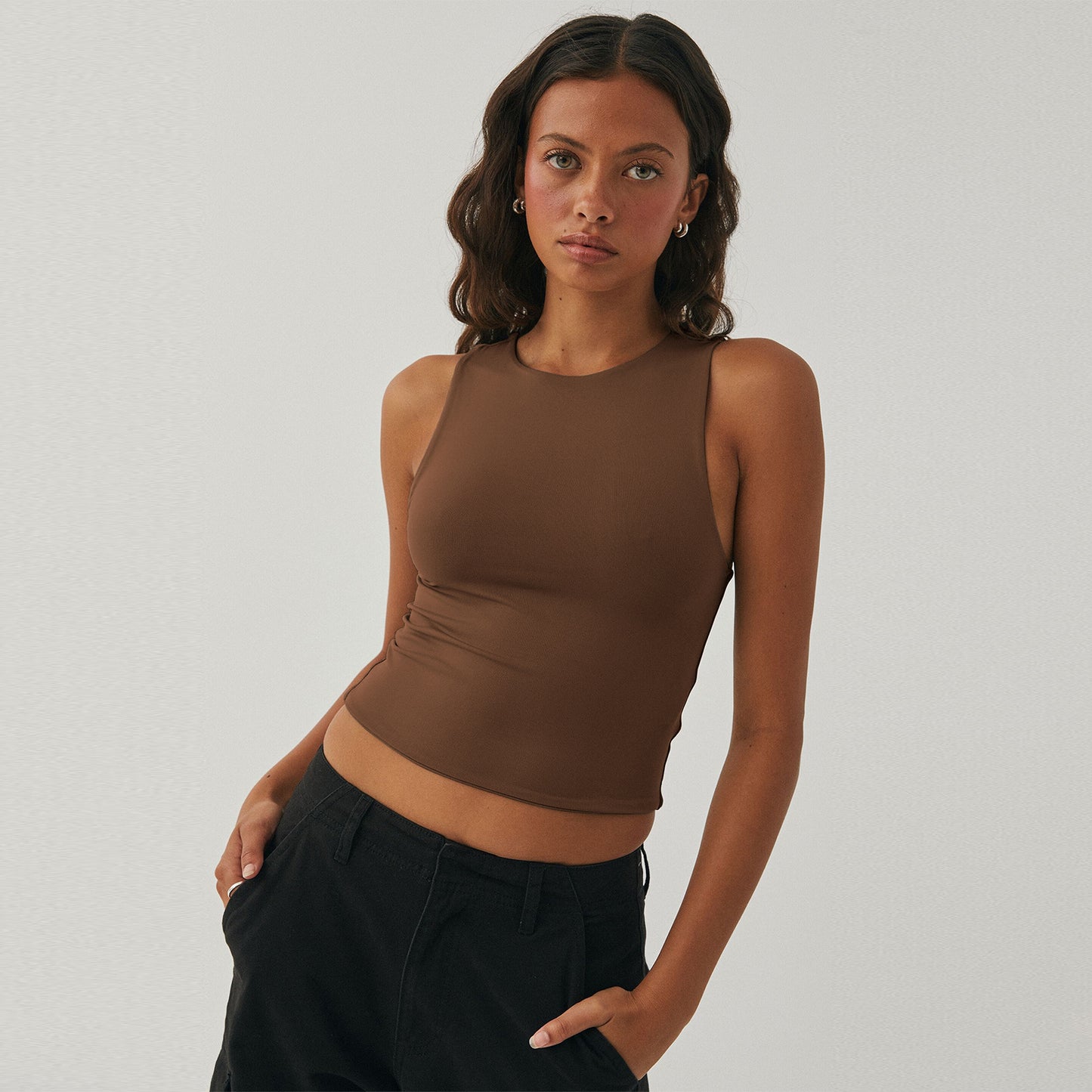 Sexy Exposed Navel Sleeveless Crew Neck Vest
