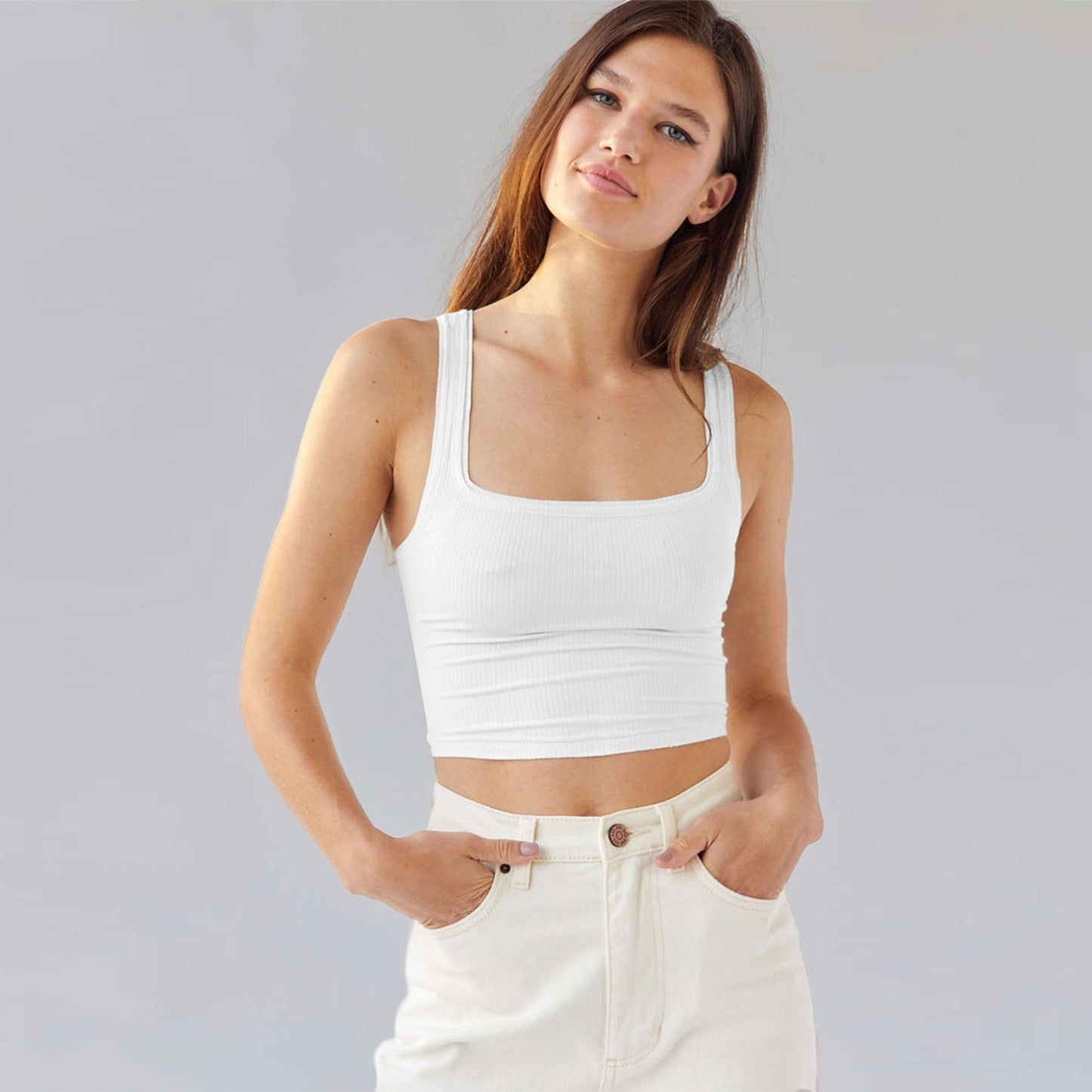Slim-Fit Solid Color Spice Girl Vest Cross-Border Top
