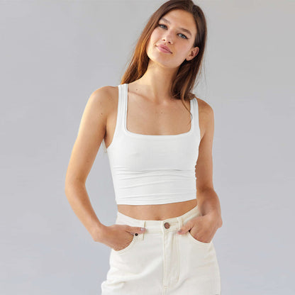 Slim-Fit Solid Color Spice Girl Vest Cross-Border Top
