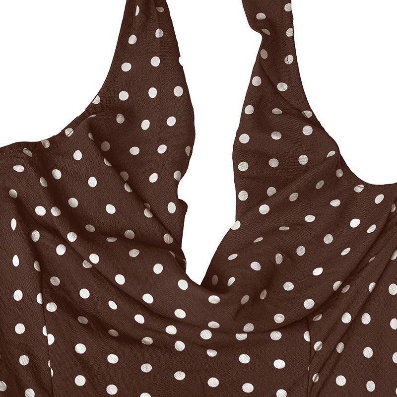 Polka Dot Halter Mini Dress Vintage Resort Summer Dress