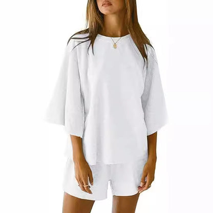 Women's 2 Piece Oversized Lounge Shorts Set Casual Solid