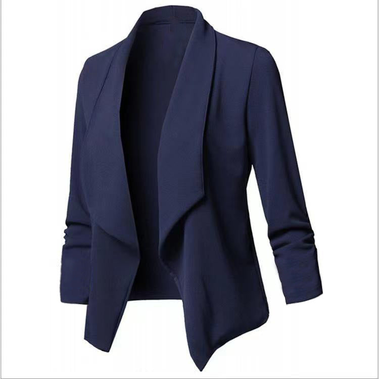 Women Open Front Blazer Long Sleeve Draped Lapel Jacket