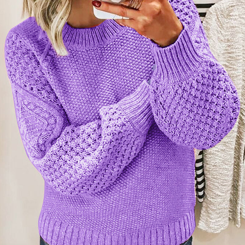 Women's Cable Knit Crew Neck Oversized Pullover Sweater