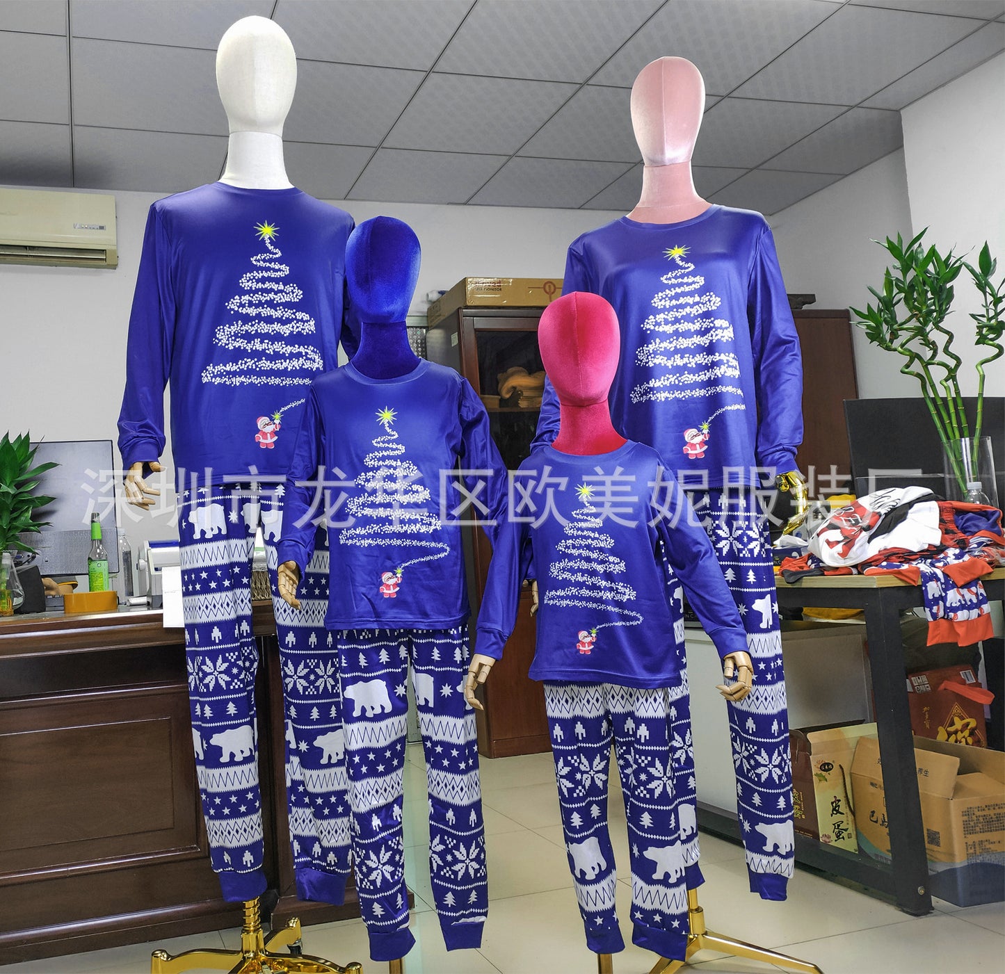 Parent-child Outfit Crew Neck Long-sleeved Suit Printed Christmas Pajamas