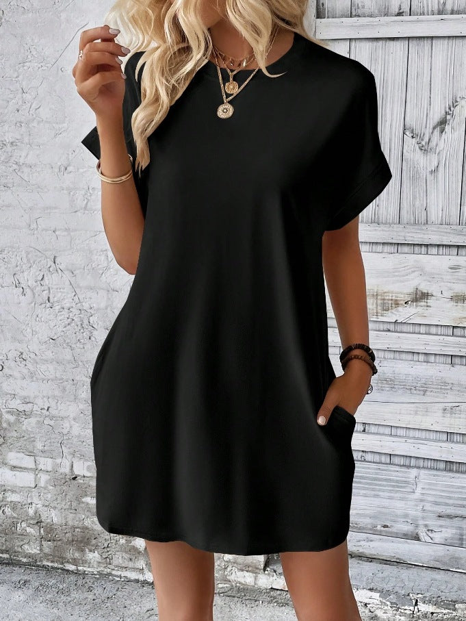 Women’s Relaxed Fit Cotton Pocket T-Shirt Dress Summer
