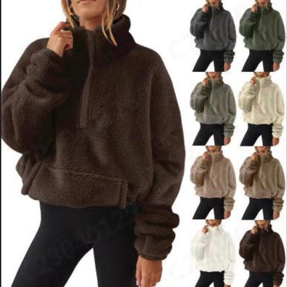 Women's Sherpa Half Zip Fleece Pullover Sweatshirt
