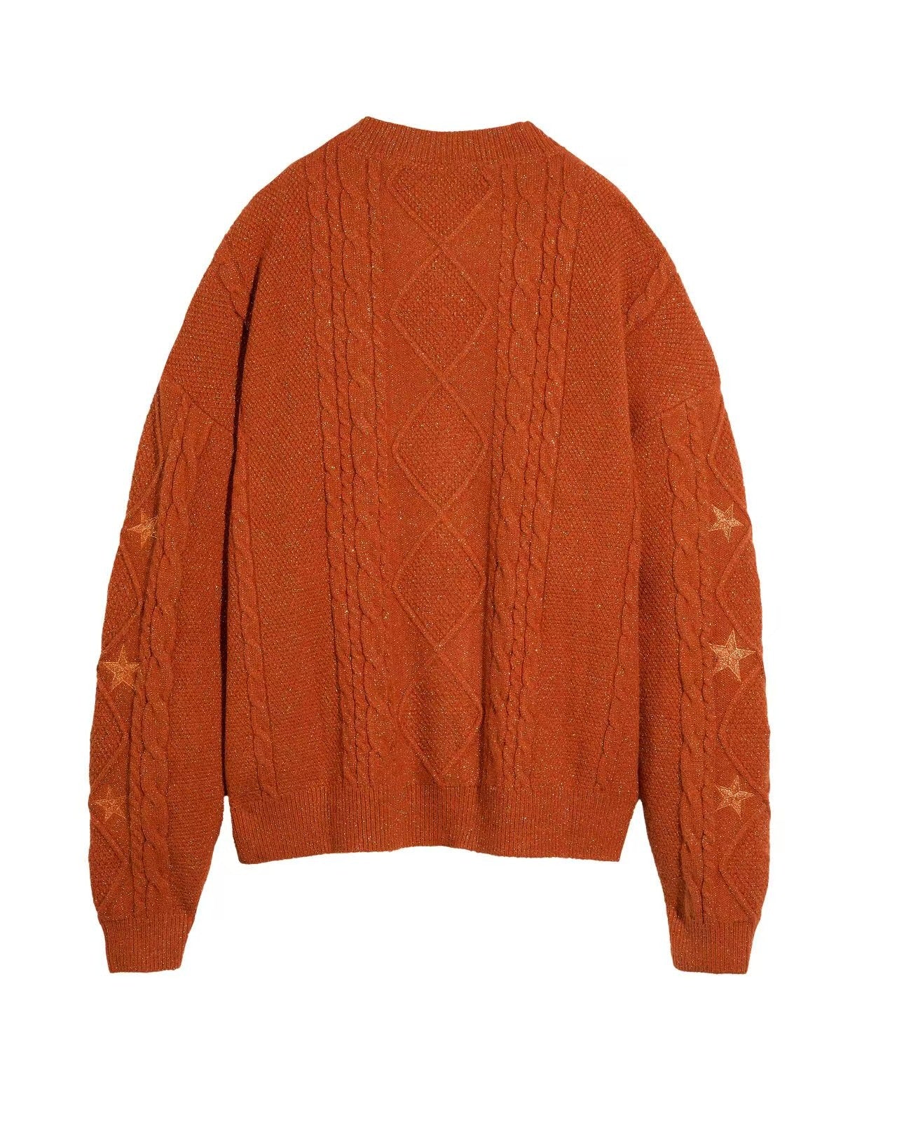 Oversized Cable Knit Star Embroidered Cardigan Sweater
