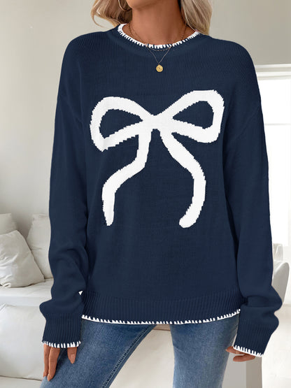 Christmas/Valentine’s Day Bow Knit Sweater Holiday Pullover