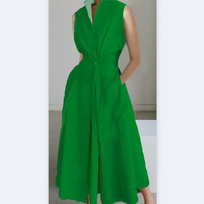 Women's Plus Size V-Neck Printed A-Line Midi Dress