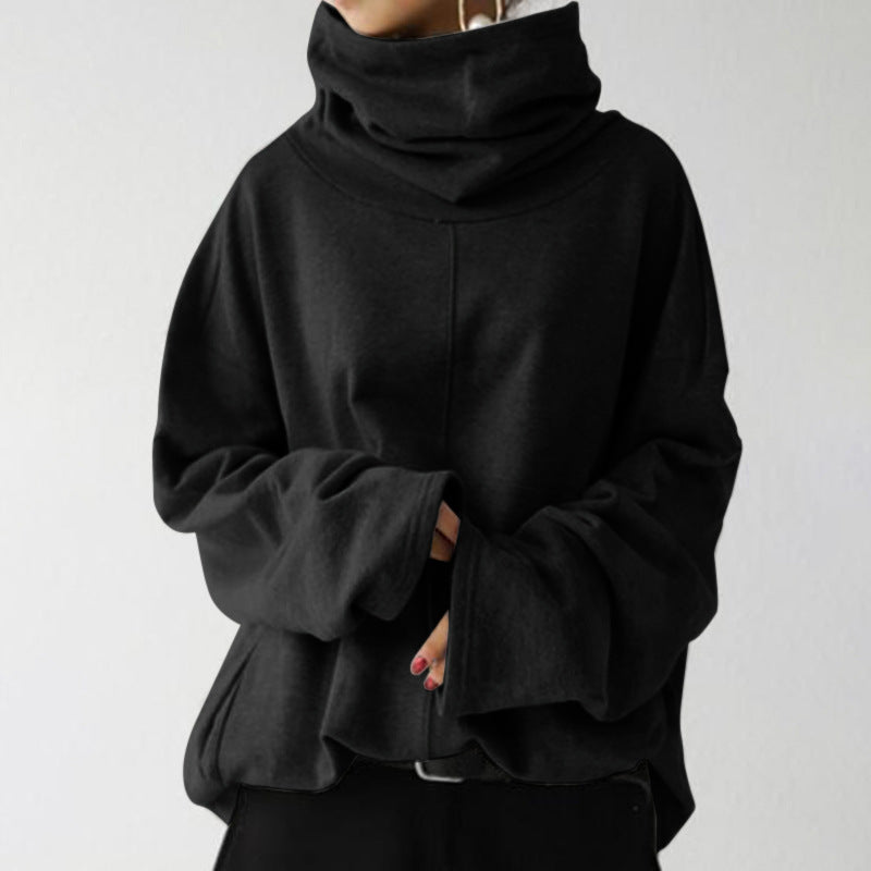 Women's Oversized Turtleneck Fleece Sweatshirt Pocket