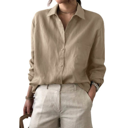 Women's Oversized Linen Button Down Shirt Casual Blouse