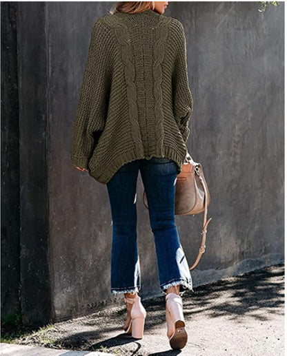 Women's Oversized Chunky Knit Open Front Cardigan Pockets