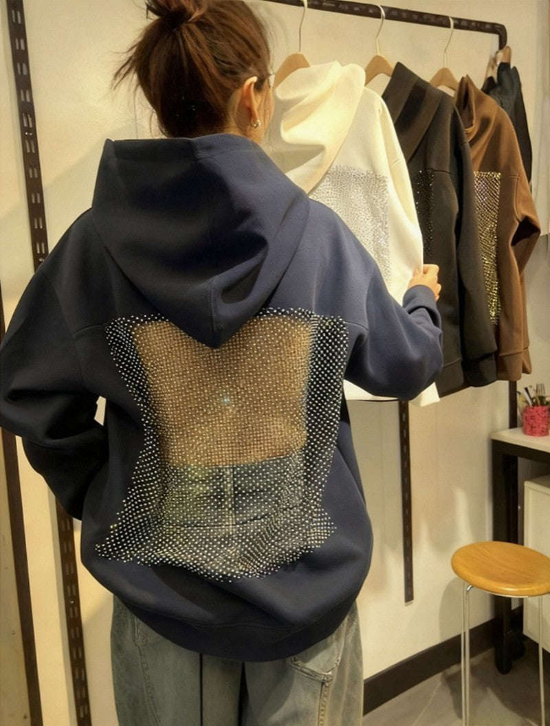 Women's Backless Mesh Hoodie Oversized Cutout Pullover