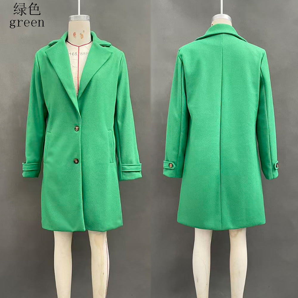 Women's Vintage Plaid Lapel Coat Winter Mid-Length