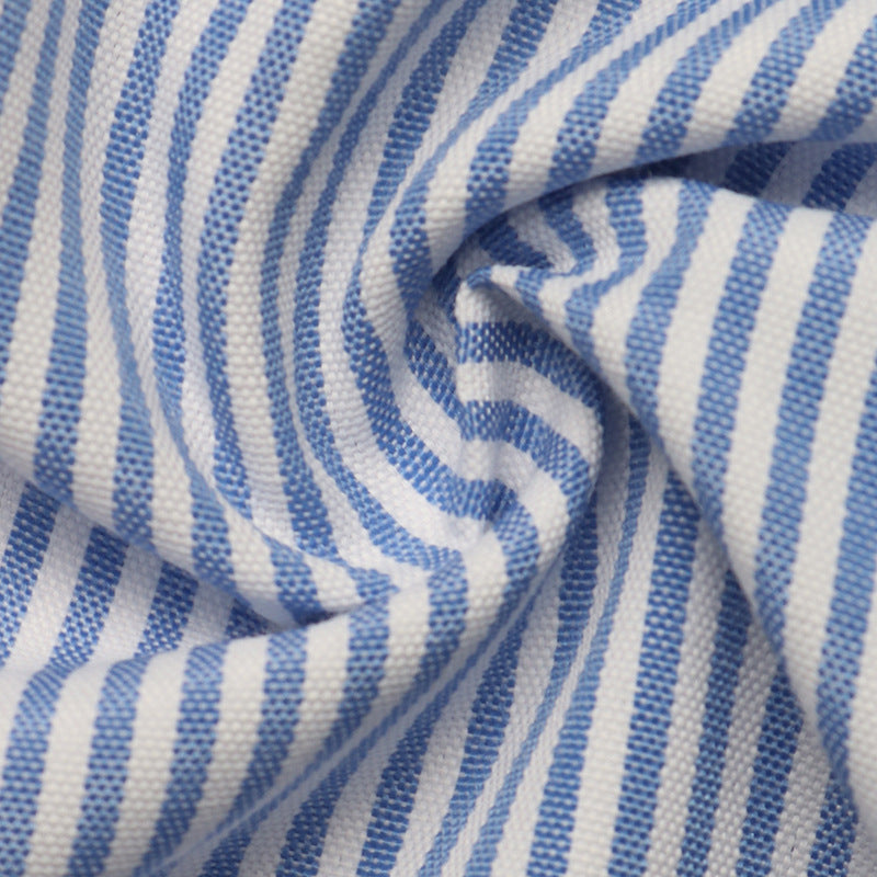 Striped Embroidered Ruffle Sleeve Button Down Blouse